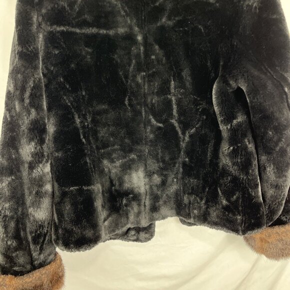 Regal Faux Fur Black and Brown Fuzzy Short Jacket Womens Size XS - Picture 11 of 13